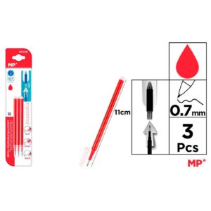 Recambio para bolígrafo borrable Rojo 3uds