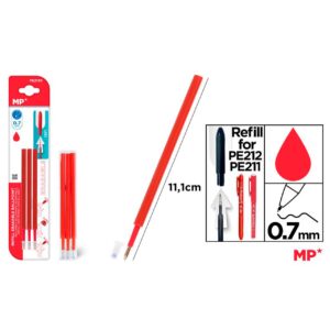 Recambio para bolígrafo borrable Rojo 3uds