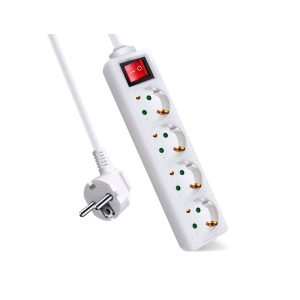 Regleta alargador blanco con 4 enchufes e interruptor Extrastar