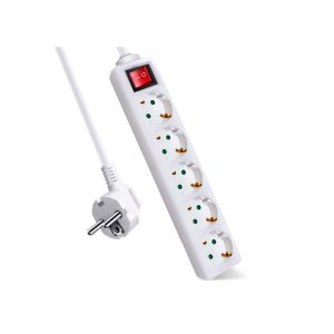 Regleta alargador blanco con 5 enchufes e interruptor Extrastar