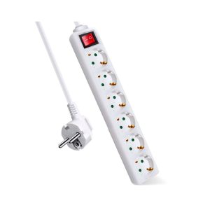 Regleta alargador blanco con 6 enchufes e interruptor Extrastar