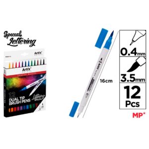 Rotulador Doble Punta Pincel Lettering 12uds