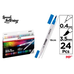Rotulador Doble Punta Pincel Lettering 24uds