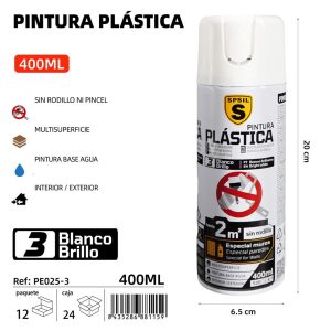 Spray Pintura Plastica Blanco Brillo 400ml