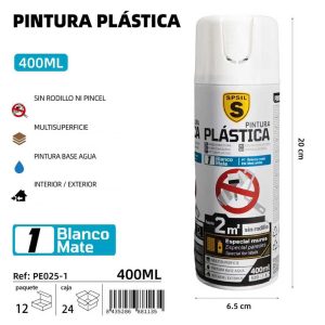 Spray Pintura Plastica Blanco Mate 400ml