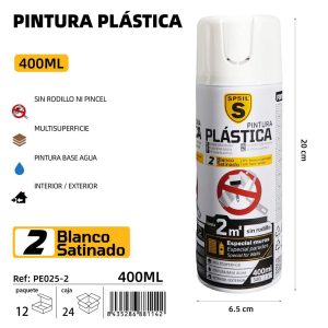 Spray Pintura Plastica Blanco Satinado 400ml