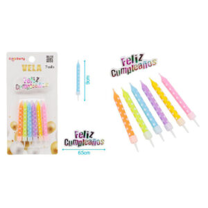 Velas Coloridas Con Estrellas y Cartel "Feliz Cumpleaños"