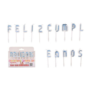 Velas Feliz Cumpleaños Azul Con Brillantinas