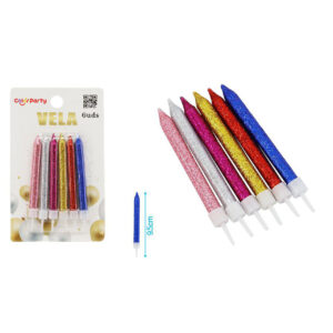 Velas Con Purpurina Multicolor